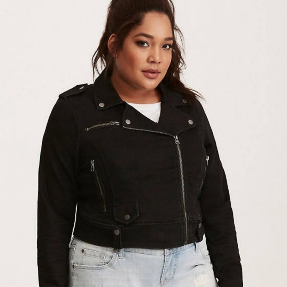 Torrid Black Demim Moto Jacket Size 1